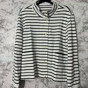 Croft & Barrow Navy and White Striped Top